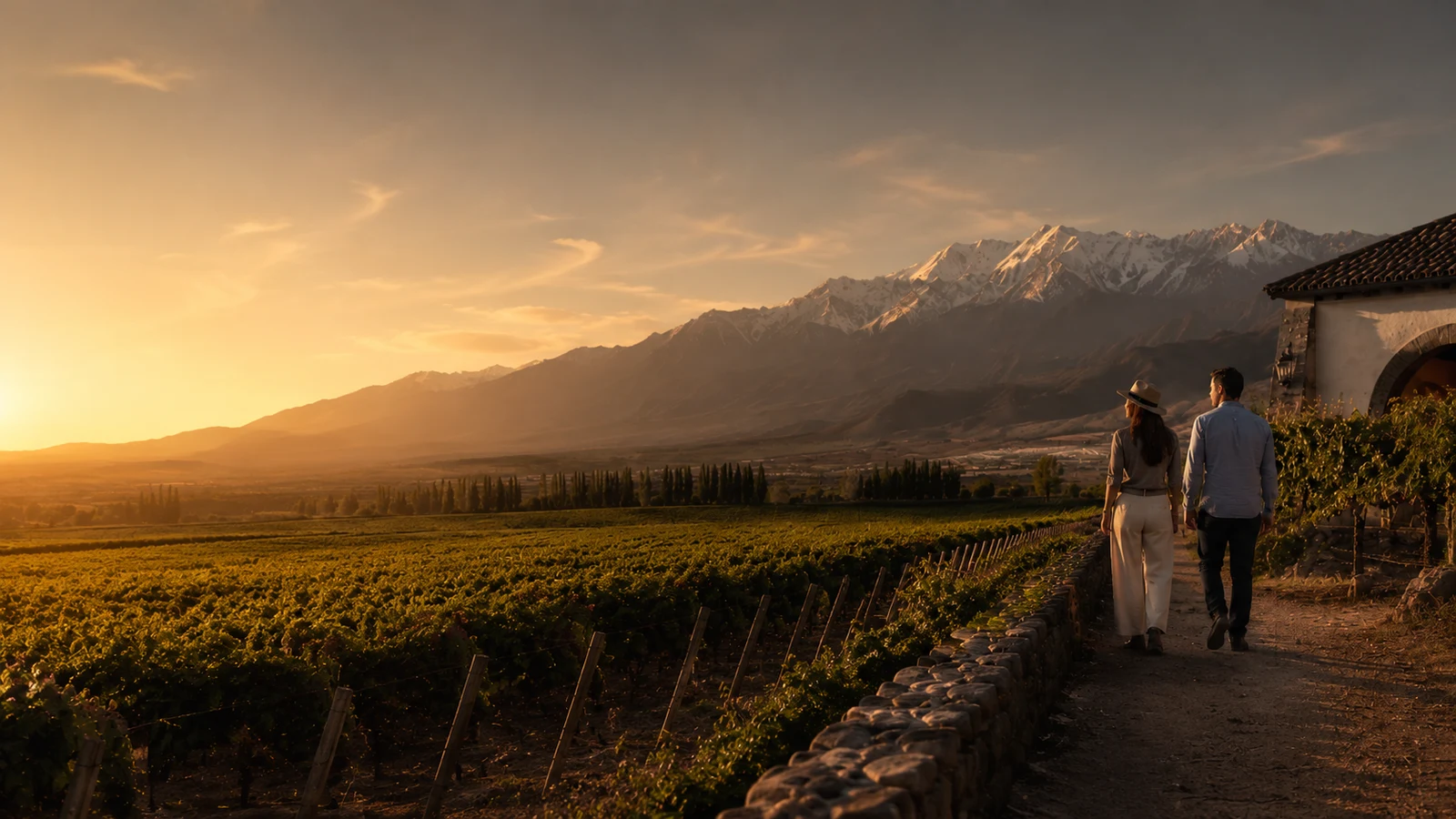 Viñedos de Mendoza frente a la Cordillera de los Andes