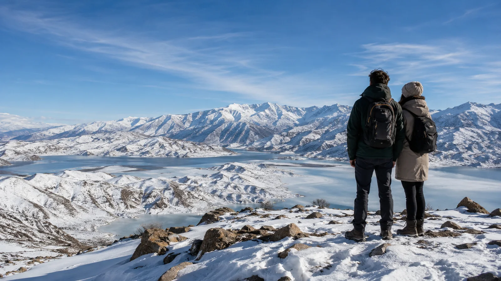 Cordillera nevada vista desde una zona alta de Mendoza